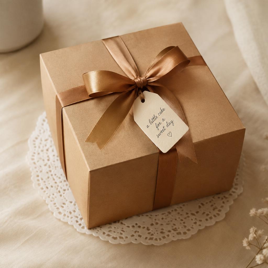 Caja kraft con cinta de caramelo